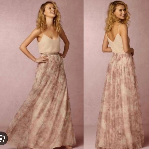 BNWT Jenny Yoo Anthropologie BHLDN floral tulle maxi skirt - Picture 2 of 4